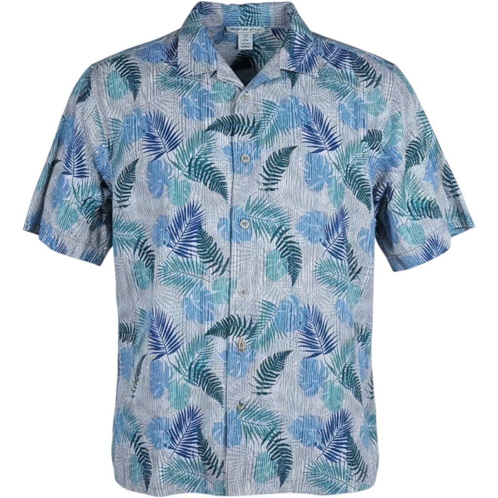 Tommy Bahama IslandZone Men's 1XLB Blue Tropical Palm Leaf Button Front Shirt